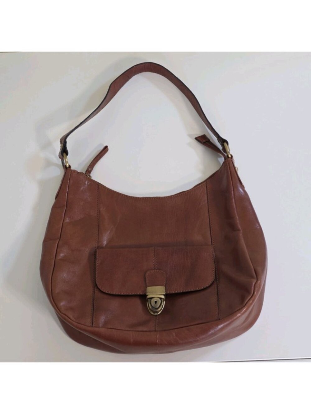 Browns Genuine Leather Hobo Shoulder Bag Cognac Brown Y2K Western Boho Pockets - Picture 8 of 16
